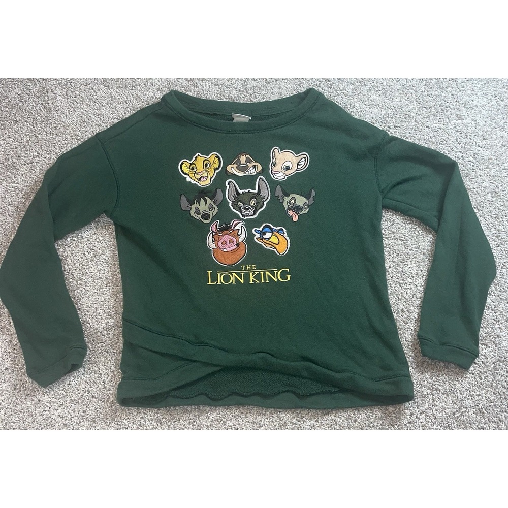 Disney The Lion King Green Cropped ‎ Sweatshirt Junior Size Small Embroidered